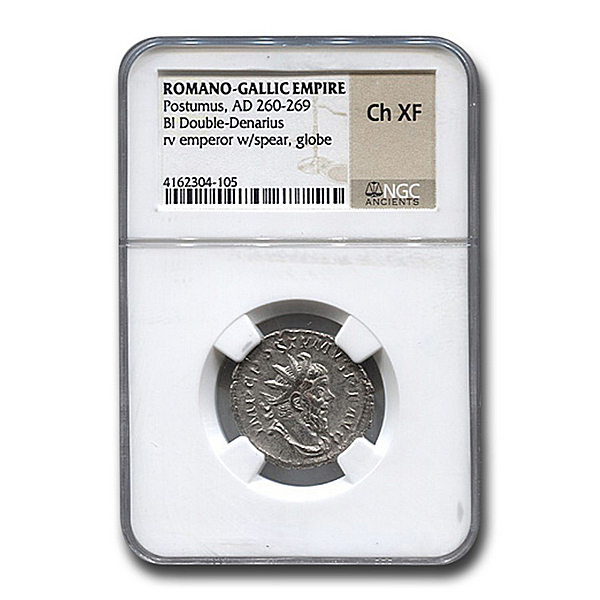Romano-Gallic Emp BI Dbl Denarius Postumus (260-269 AD) XF NGC