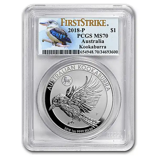 2018 AUS 1 oz Ag Kookaburra Dog Privy MS-70 PCGS